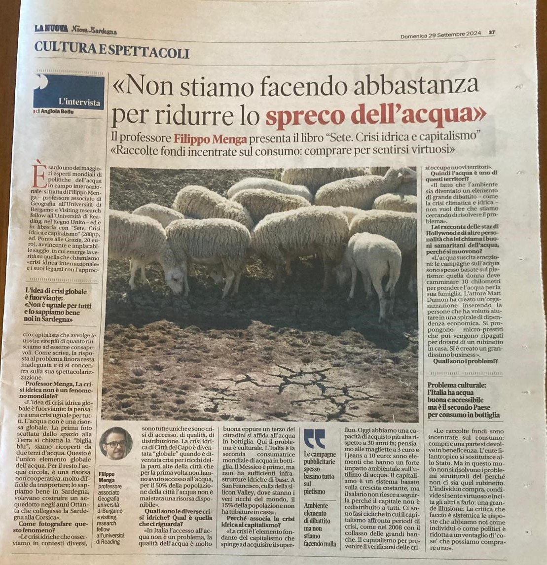 Ringrazio Angiola Bellu, che è riuscita a riassumere in maniera eccellente la nostra lunga chiacchierata per La Nuova Sardegna