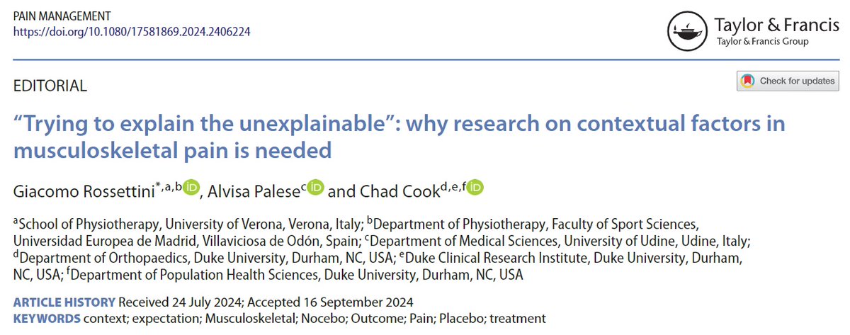 Wonderful experience writing this editorial with <a href="/GiacomoRoss86/">Giacomo Rossettini</a> and Alvisa Palese on measuring contextual factors. pubmed.ncbi.nlm.nih.gov/39330830/ Open access here: tandfonline.com/doi/full/10.10…