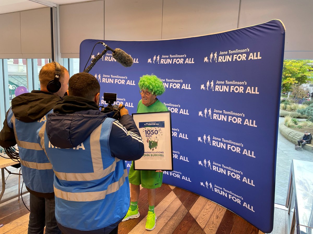 John ‘Man with the Pram’ Burkhill (@johnburkhillbem) on Twitter photo What a morning! I'm absolutely blown away with the support for my 1,050th race. I will hang this picture on my wall with pride. Thank you to <a href="/runforall/">Jane Tomlinson’s Run For All</a> and to everyone for all your kind words. It's not often I'm speechless but I had a moment this morning. What a morning! I'm absolutely blown away with the support for my 1,050th race. I will hang this picture on my wall with pride. Thank you to <a href="/runforall/">Jane Tomlinson’s Run For All</a> and to everyone for all your kind words. It's not often I'm speechless but I had a moment this morning.