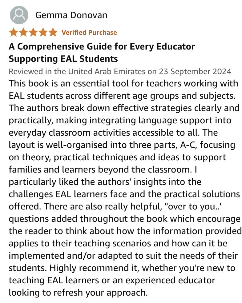 Chuffed with this review of our EAL book! Woohoo!