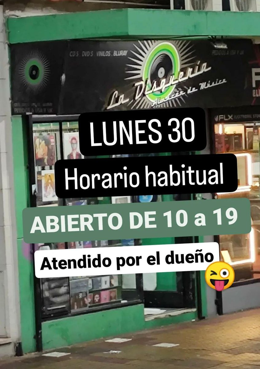 Este Lunes 30 celebra su día y tiene su merecido descanso nuestro incansable Cris,Pero de todas formas ABRIMOS y les esperamos en nuestro horario habitual de 10.00hs a 19.00hs
Salud y feliz día!!