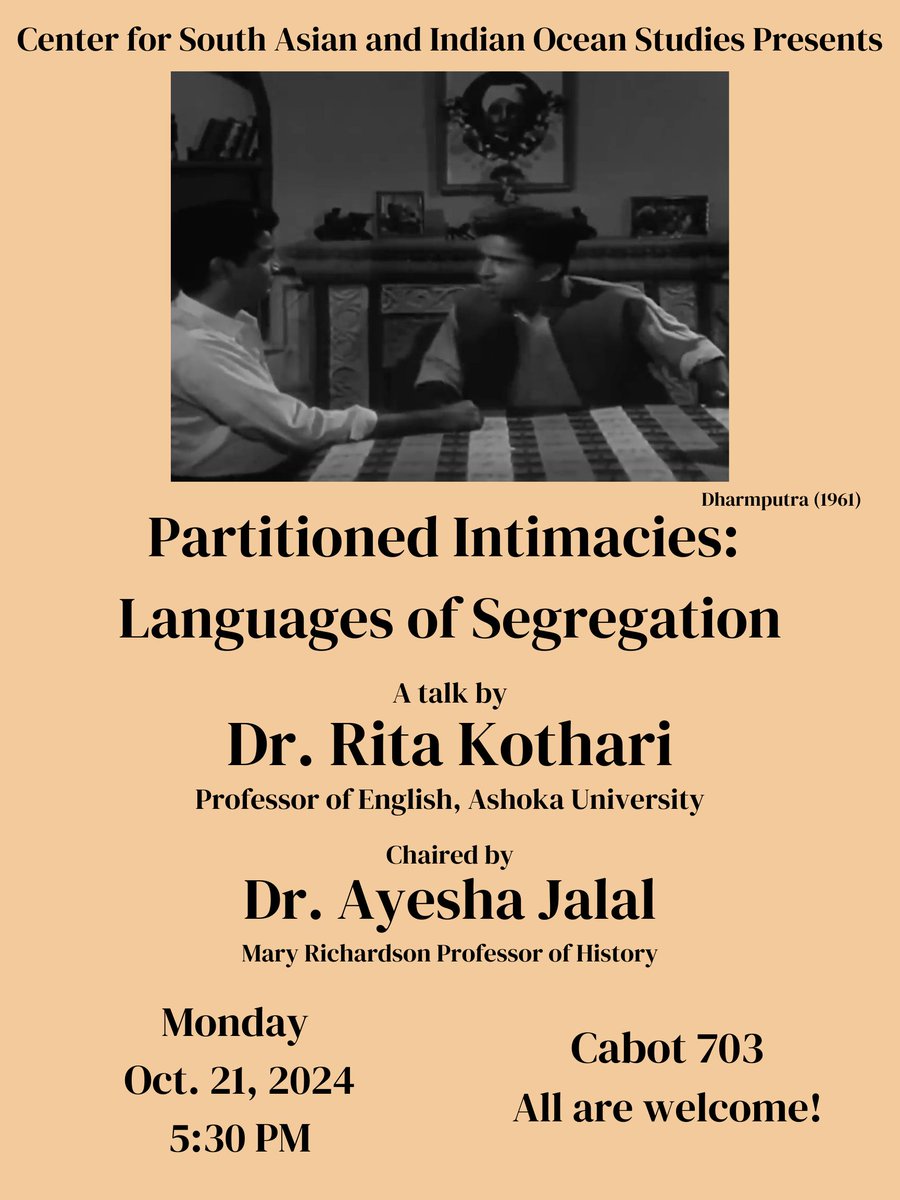 Thank you <a href="/tuftscsaios/">Tufts CSAIOS</a> - its an honour to be with Prof Ayesha Jalal again.