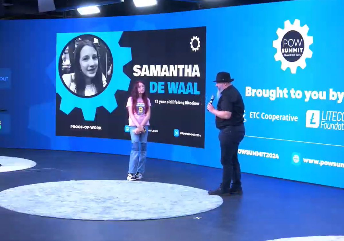 It’s great to see a 13 yo on stage at <a href="/PowSummit/">POWSummit</a> talking about her experience *using* Bitcoin

A reminder that younger generations are the ones actually inheriting our world and often a lot more open to learn and experiment with new tech

Very inspiring <a href="/SamTheBTCKid/">Samantha De Waal</a>