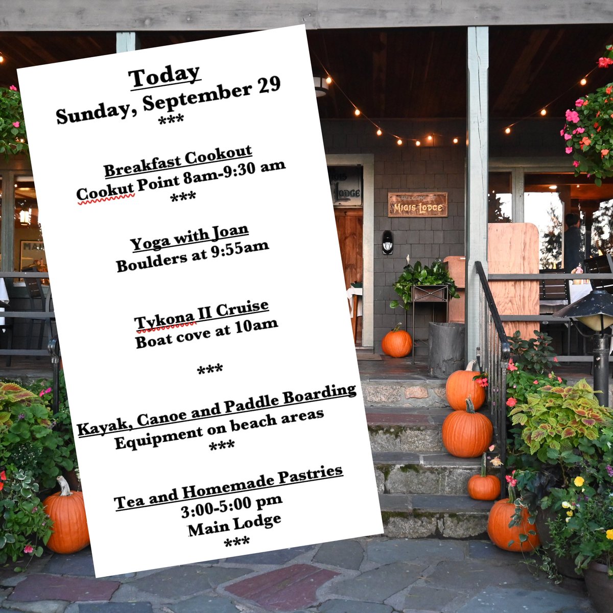 Enjoy the day! #Migis #SebagoLake
#allinclusiveresort
#todayatmigis #gooutsideandplay 
#breakfastcookout