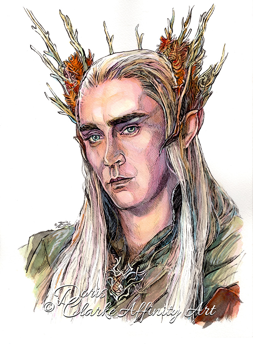 dorisaclarke's tweet photo. (c) "Thranduil" - The Hobbit - Lee Pace. 9" x 12" - pen/ink &amp; liquid watercolour. The Elven King of Mirkwood and part of my ongoing project to put together an art book with character studies😊. Loved this character #thranduil #thehobbit #fantasyart #leepace #perthartist https://t.co/jlfQIlvUQW