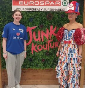 We are excited that 2 of our students, Niamh Rice and Holly O'Brien, have qualified for the Dublin Junk Kouture Final at the RDS on Tuesday, October 1st, with their outstanding outfit, "Dairy Girls." 
This is a significant achievement for the school. Good luck, girls!