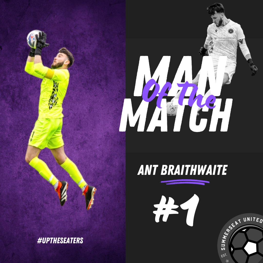 SummerseatUtdFC's tweet photo. Back with a bang! Our captain @antbraithwaite1 pulled off a string of superb saves (including a penalty) which earned him Man Of The Match🧤🐈
#CatIsBack #UpTheSeaters https://t.co/MsLwWmTohb