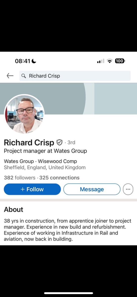SCREW696's tweet photo. @WatesGroup Perhaps you need to have a word with your Project Manager Mr Richard Crisp!! 
The remarks made by Mr. Crisp are not only abhorrent on a human level but also reflect poorly on Wates Construction Group. Given his role as a Project Manager in your organisation. https://t.co/LDOoDKJjJb