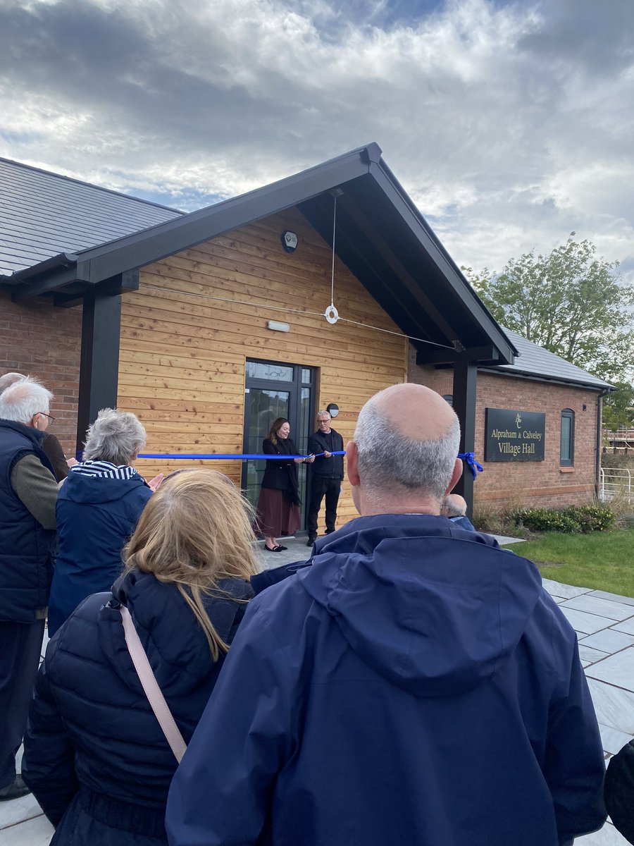 RobHerdUK's tweet photo. Apologies for a very flying visit, but I’m really glad I got to see the opening of #Alpraham and #Calveley new Village Hall by Cllr Becky Posnett today. It’s looking really nice inside and out. https://t.co/eyr88sdmfF