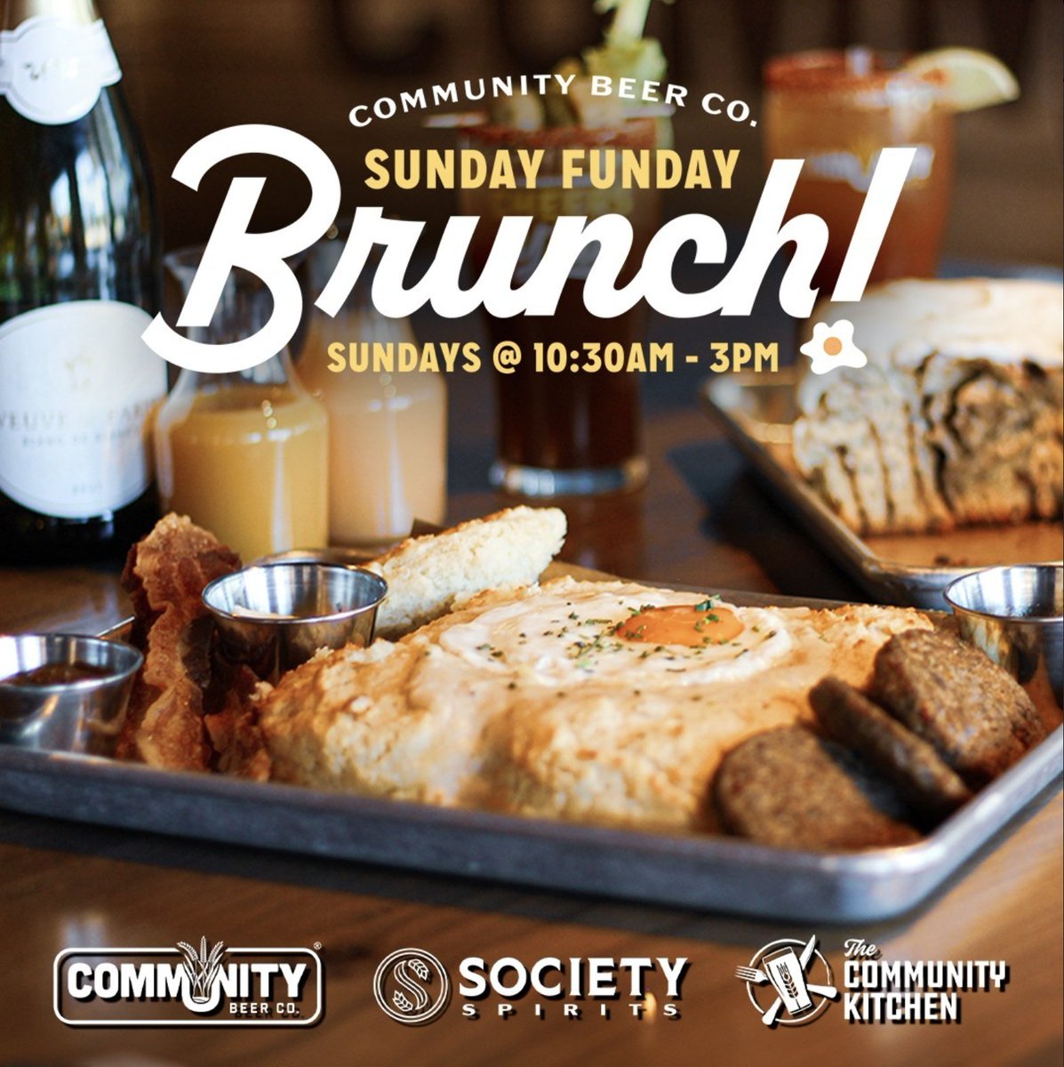 Kickstart this Sunday and every Sunday with #brunch at Community Beer Co. / Society Spirits / Community Kitchen!

Large groups welcome! Plenty of seating available, but reservations are recommended. Reserve your spot here: communitybeer.com/the-community-…