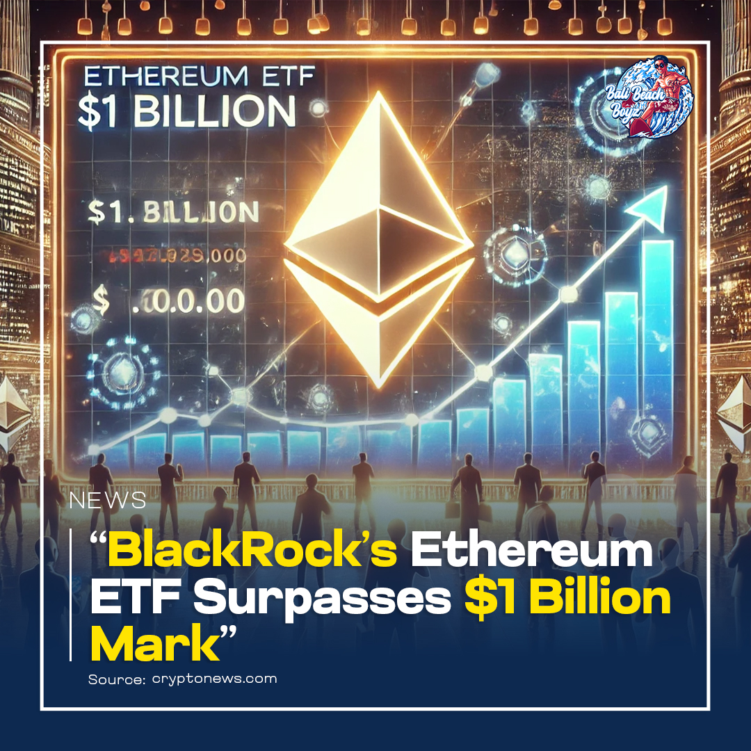 BlackRock’s Ethereum ETF has smashed the $1B milestone, attracting significant inflows and boosting investor confidence! With Ethereum recovering from recent outflows, institutional investors are betting big. 🌍💰

#EthereumETF #CryptoNews #BlackRockETF #CryptoMarket