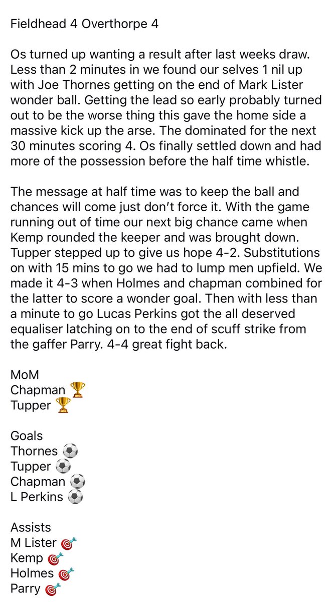 Overthorpe Sports Club FC (@overthorpefc) on Twitter photo This weekends result where the 1sts got an emphatic win against <a href="/OxenhopeRecFC/">Oxenhope Rec AFC</a> and the 2nds got a strong result against Fieldhead This weekends result where the 1sts got an emphatic win against <a href="/OxenhopeRecFC/">Oxenhope Rec AFC</a> and the 2nds got a strong result against Fieldhead