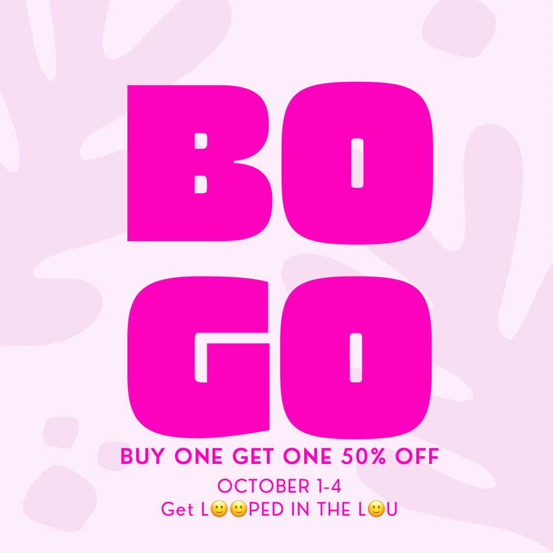 PawsAndBoots's tweet photo. Starting Tuesday, through Friday, BOGO 50% on all of our Get Looped In The Lou jewelry!  No appointment needed. #permanentjewelry #fashion #BOGO #shoplocal https://t.co/QoiilDjJPw