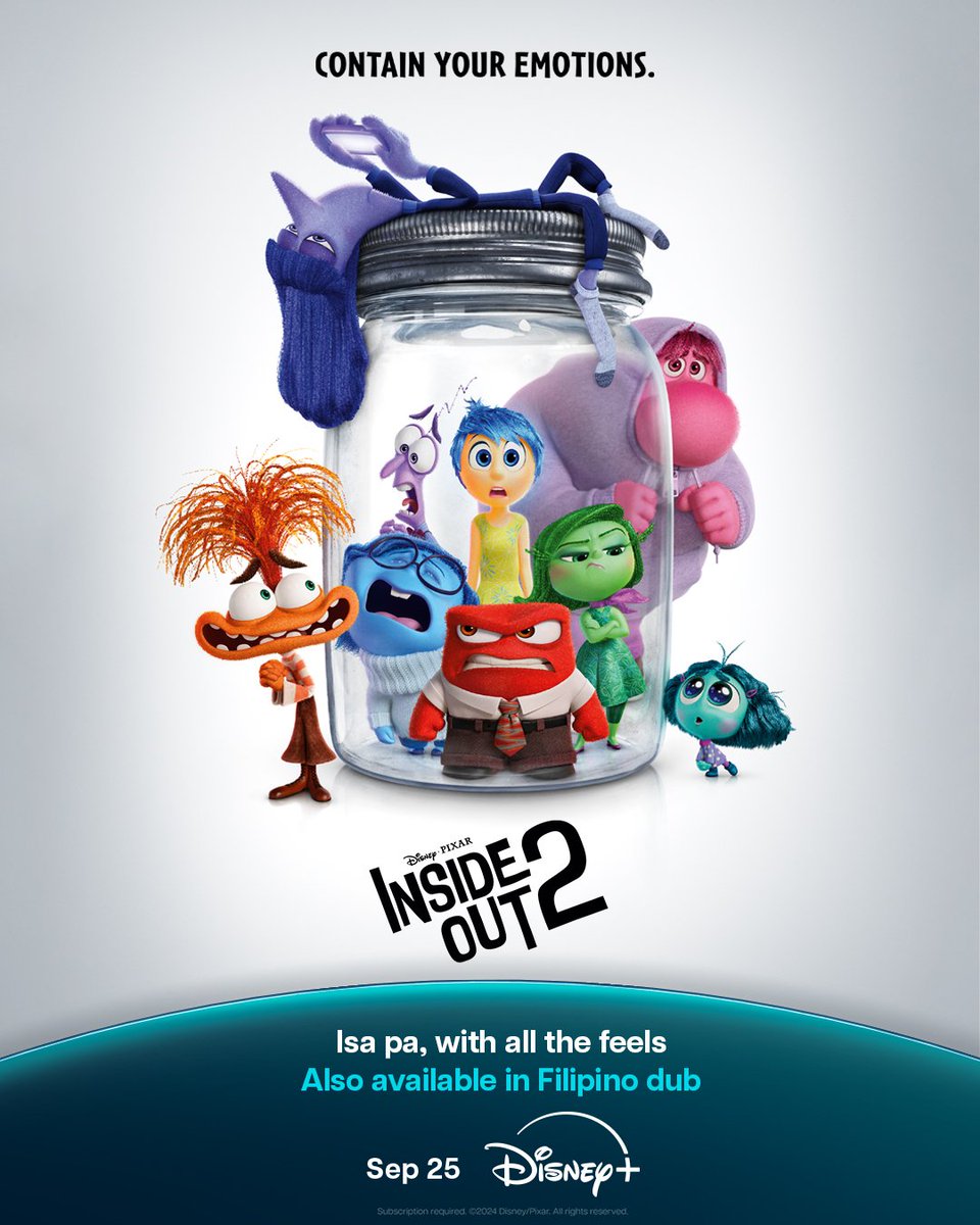 ArzzielMarcena's tweet photo. Inside Out 2 was the first @Disney animated media to receive a streaming Filipino dub on @DisneyPlus with @iamjoshuagarcia voice Lance Slashblade. #Bluey might be next on this list. 🇵🇭
#DisneyPlusPH #FilipinoDub #InsideOut2 #TagalogDub @disneyplusph #joshuagarcia https://t.co/Nt9u2ZxXri