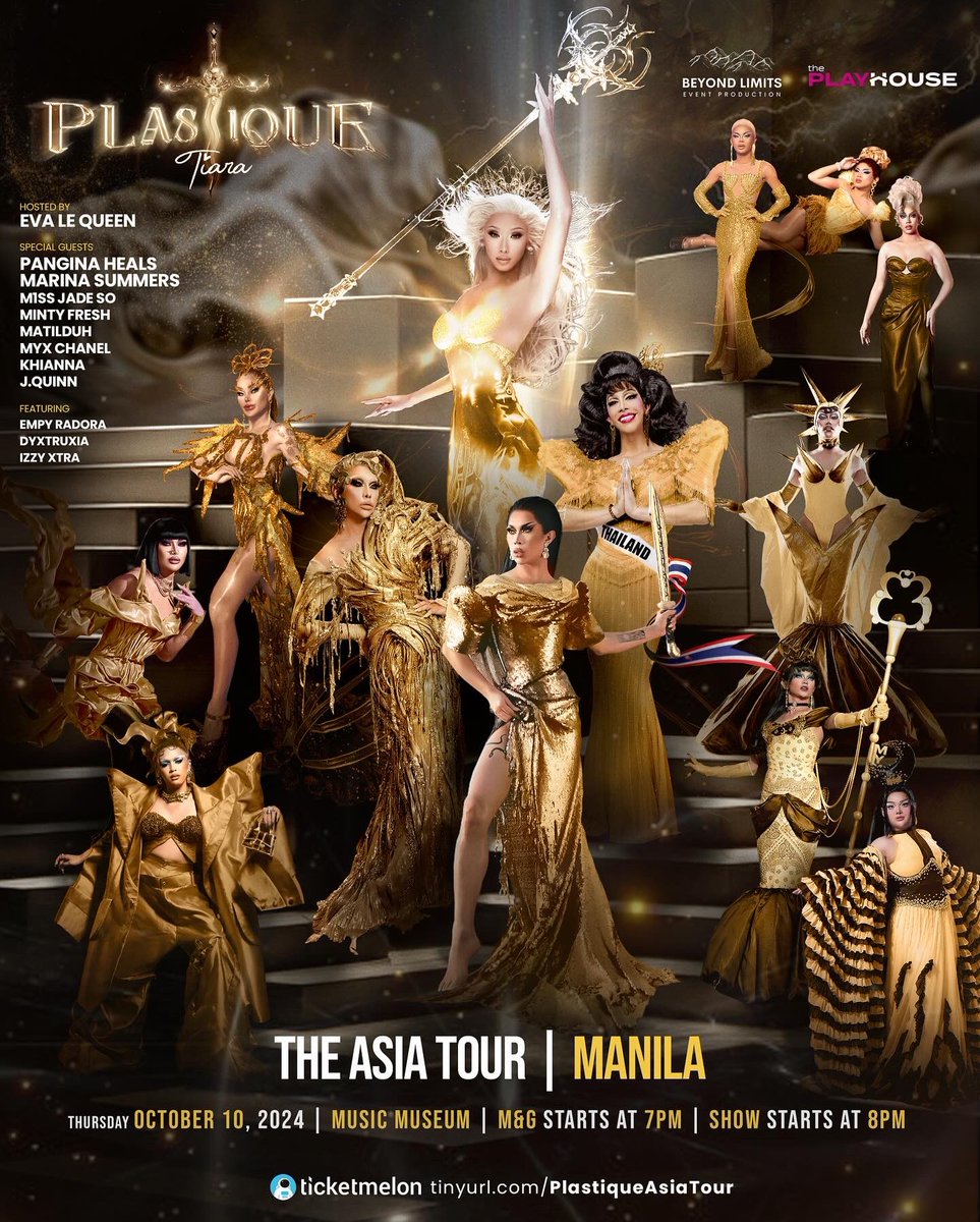 showstars marina MJ Felipe على X: "LOOK: The final line up for the 'Plastique Tiara' Manila  stop is here. Joining the show on October 10 are Thai drag superstar  Pangina Heals, our very own