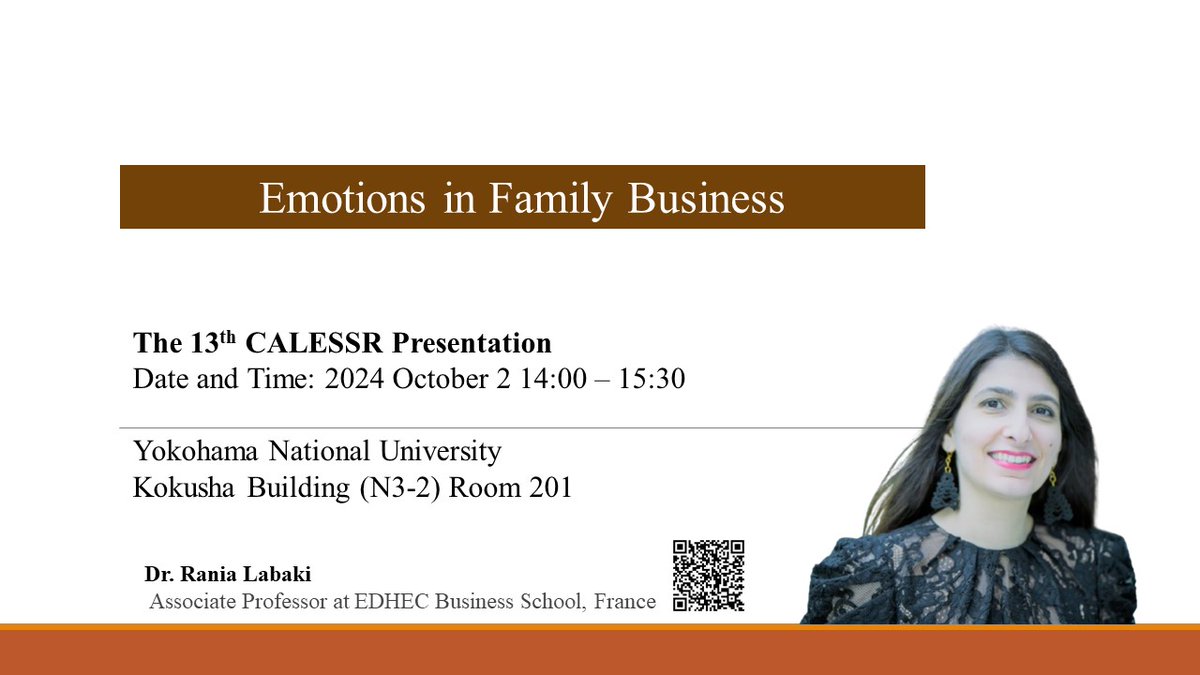 [Big in #Japan] Join me to learn and discuss about #emotions in #familybusiness in 'the' land of long-lived family businesses! Thanks to the invitation by <a href="/YNUeconIMAPIPhD/">DeptEcon.Int.MA/PhD</a> and Prof. Kodo Yokozawa. Participation in person and online—DM me for details!
<a href="/EDHEC_BSchool/">EDHEC_BSchool</a> <a href="/EDHEC_fbc/">EDHEC FamBiz Centre</a>