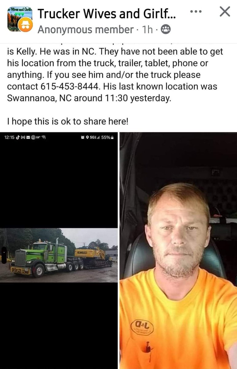 killexia's tweet photo. #HurricaneHelene #MISSINGPERSON #trucker #WesternNC https://t.co/cCpRf6uu0h