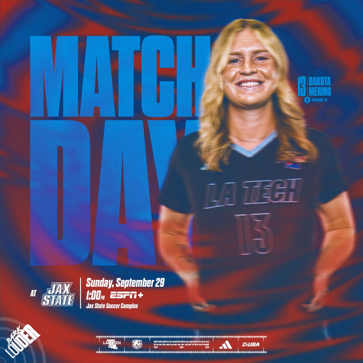 LA Tech Soccer โฝ (@latechsoc) on Twitter photo WAKE UP IT'S GAMEDAY!!
๐- <a href="/JaxStateSOC/">๐๐ฎ๐
 ๐ฆ๐๐ฎ๐๐ฒ ๐ฆ๐ผ๐ฐ๐ฐ๐ฒ๐ฟ</a> 
๐- 1 p.m. CT
๐- Jacksonville, Ala.
๐- LATechSports.com/Stats
๐บ- espn.com/watch/catalog/โฆ WAKE UP IT'S GAMEDAY!!
๐- <a href="/JaxStateSOC/">๐๐ฎ๐
 ๐ฆ๐๐ฎ๐๐ฒ ๐ฆ๐ผ๐ฐ๐ฐ๐ฒ๐ฟ</a> 
๐- 1 p.m. CT
๐- Jacksonville, Ala.
๐- LATechSports.com/Stats
๐บ- espn.com/watch/catalog/โฆ