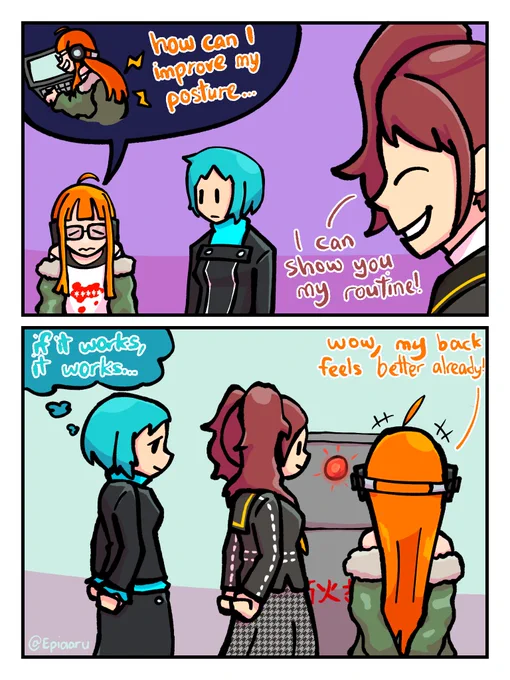 the navis improve their posture together!!

#Persona #FuukaYamagishi #RiseKujikawa #FutabaSakura 