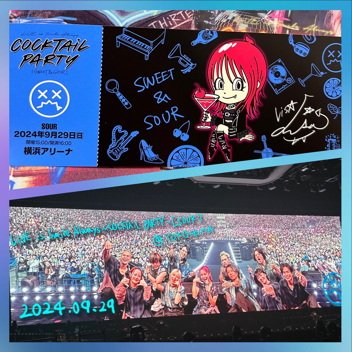 ayacat1105's tweet photo. COCKTAiL PARTY～横浜Day2【SOUR】✦⋆

掴みの曲からぶち上がり。
昨日より中盤の曲達が好みだなと思ったෆ
かっこよかった！！

センター9列目と自分史上最高の引き✩⡱
メンバーの表情や動き、衣装の細々までもう釘付け。ばっちりもらい泣きした(笑)

ありがとー！！

#LiSAカクテルパーティー
#SOUR https://t.co/cJjV6Vo3HQ
