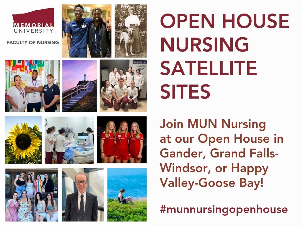 Join us for an Open House at our Nursing satellite sites! Meet faculty, students, and explore our BScN program in Gander, Grand Falls-Windsor, and Happy Valley-Goose Bay. Learn about financial incentives and hands-on training in your community! 🩺 ❤️
linktr.ee/munnursing