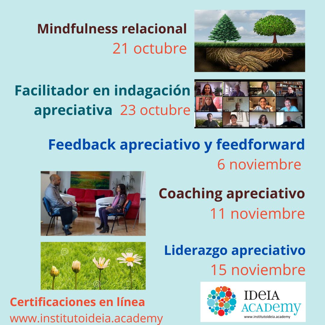 Fórmate #indagaciónapreciativa y generativa, en línea, con sesiones de tutorías personalizadas en grupo #prácticas #certificaciones Impacta con tu #presencia #apreciativa @miriamsubirana y expertos en la materia. Infórmat: institutoideia.academy/course-categor… #coaching #liderazgo
