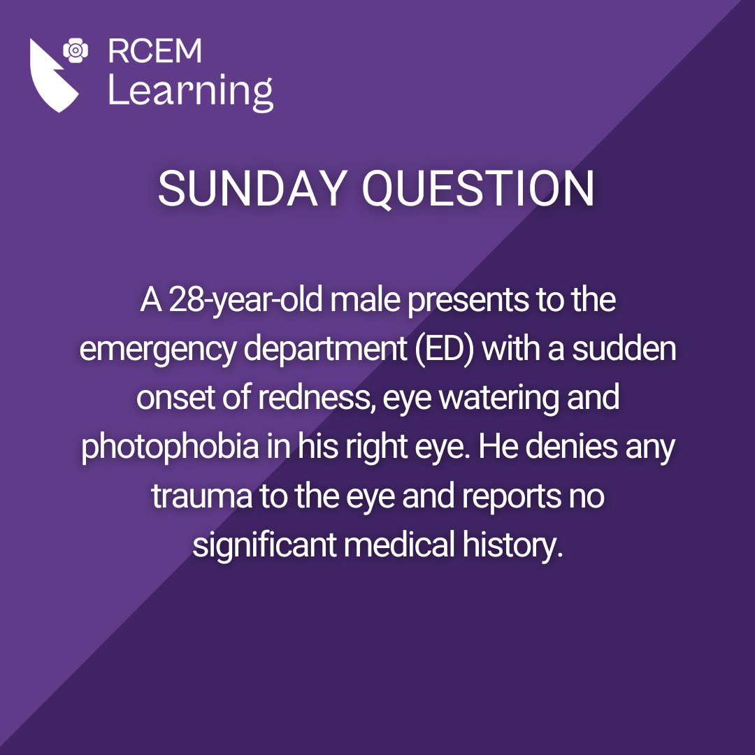 RCEMLearning's tweet image. As National Eye Health Week comes to an end, here is an ophthalmology based #SundayQuestion taken from our SBA Revise. 

ANSWER BELOW