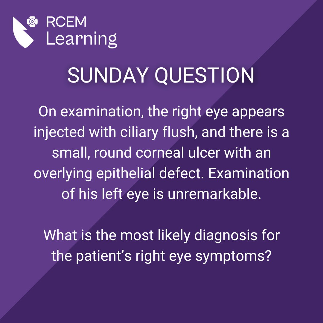 RCEMLearning's tweet image. As National Eye Health Week comes to an end, here is an ophthalmology based #SundayQuestion taken from our SBA Revise. 

ANSWER BELOW