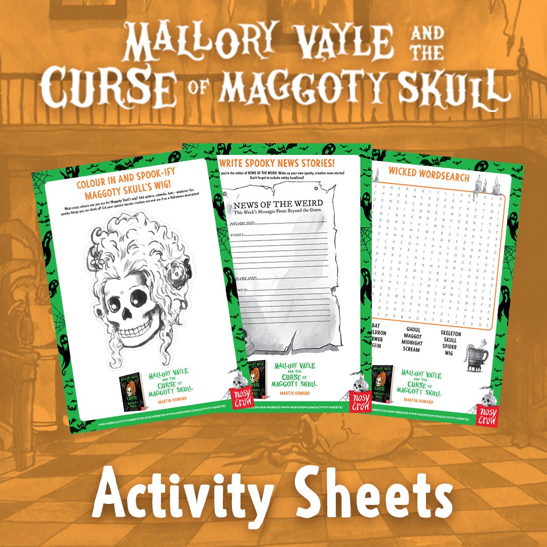 BEWARE! These FREE activity sheets for 'Mallory Vayle and the Curse of Maggoty Skull' are spooooky👻

Perfect for Halloween, horror fans can draw a haunted mansion, test their skills at our wicked word search and MORE📚

Happy creating! ✍️: ow.ly/8UKQ50TmJhu