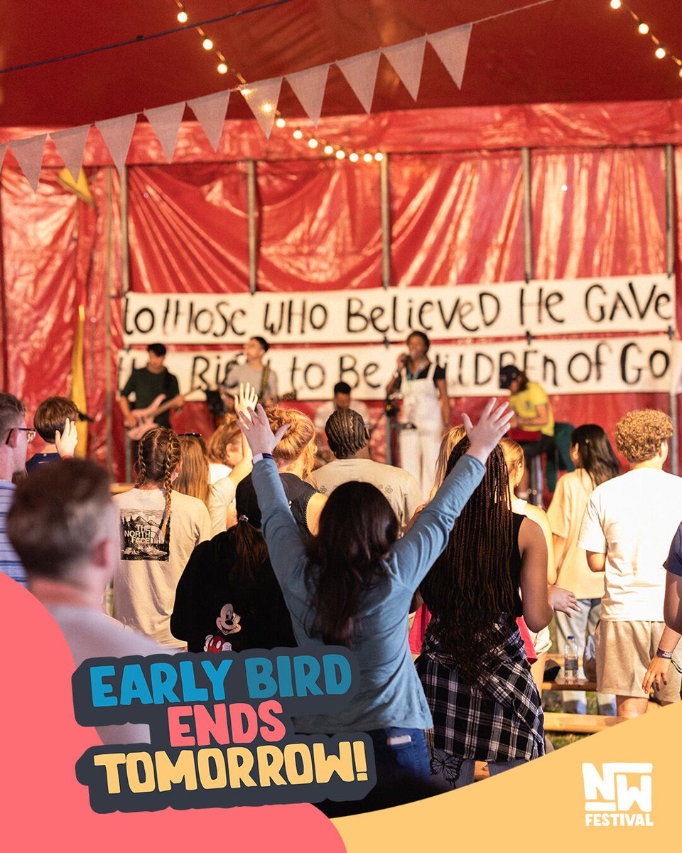 ‼️ It ends tomorrow ‼️ 
 
Get your tickets for New Wine Festival 2025 at the best price possible while you can!
 
🔗festival.new-wine.org 

#NewWineFestival #NWFest