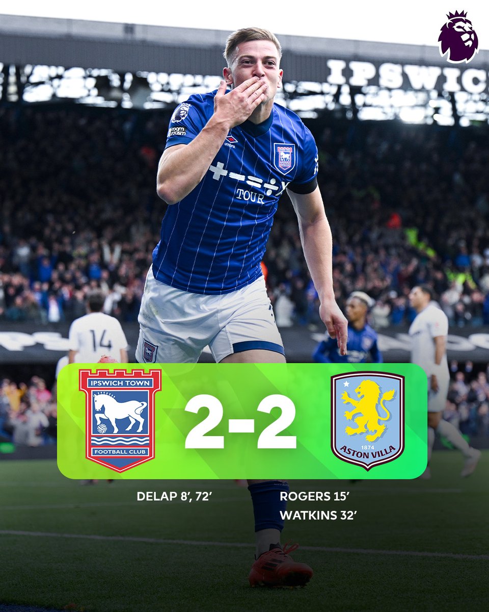 Liam Delap's double earns <a href="/IpswichTown/">Ipswich Town</a> a point at home 🏠

#IPSAVL
