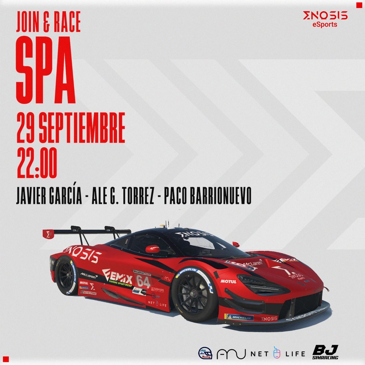 Enosis eSports (@e_enosis) on Twitter photo Este domingo comenzamos a tope el campeonato de <a href="/iracingsbsports/">iRacingSBS Esport Team</a> con nuestros pilotos
🏎️ Ale G Torres <a href="/puti_SIMO/">AleGTorres@SIMO</a>
🏎️Javier García <a href="/minirossi46/">Javier Garcia</a>
🏎️Paco Barrionuevo <a href="/paco_elchino/">Paco Elchino</a>
🏁 SPA
#iracing
<a href="/Emix_Gaming_/">EmixGaming</a> @Almiun_ <a href="/Bjsimracin1/">BJSIMRACING</a> <a href="/NetLifeGaming/">NetLife Gaming</a> <a href="/SimracingStill/">Still SimRacing Cockpits</a> Este domingo comenzamos a tope el campeonato de <a href="/iracingsbsports/">iRacingSBS Esport Team</a> con nuestros pilotos
🏎️ Ale G Torres <a href="/puti_SIMO/">AleGTorres@SIMO</a>
🏎️Javier García <a href="/minirossi46/">Javier Garcia</a>
🏎️Paco Barrionuevo <a href="/paco_elchino/">Paco Elchino</a>
🏁 SPA
#iracing
<a href="/Emix_Gaming_/">EmixGaming</a> @Almiun_ <a href="/Bjsimracin1/">BJSIMRACING</a> <a href="/NetLifeGaming/">NetLife Gaming</a> <a href="/SimracingStill/">Still SimRacing Cockpits</a>