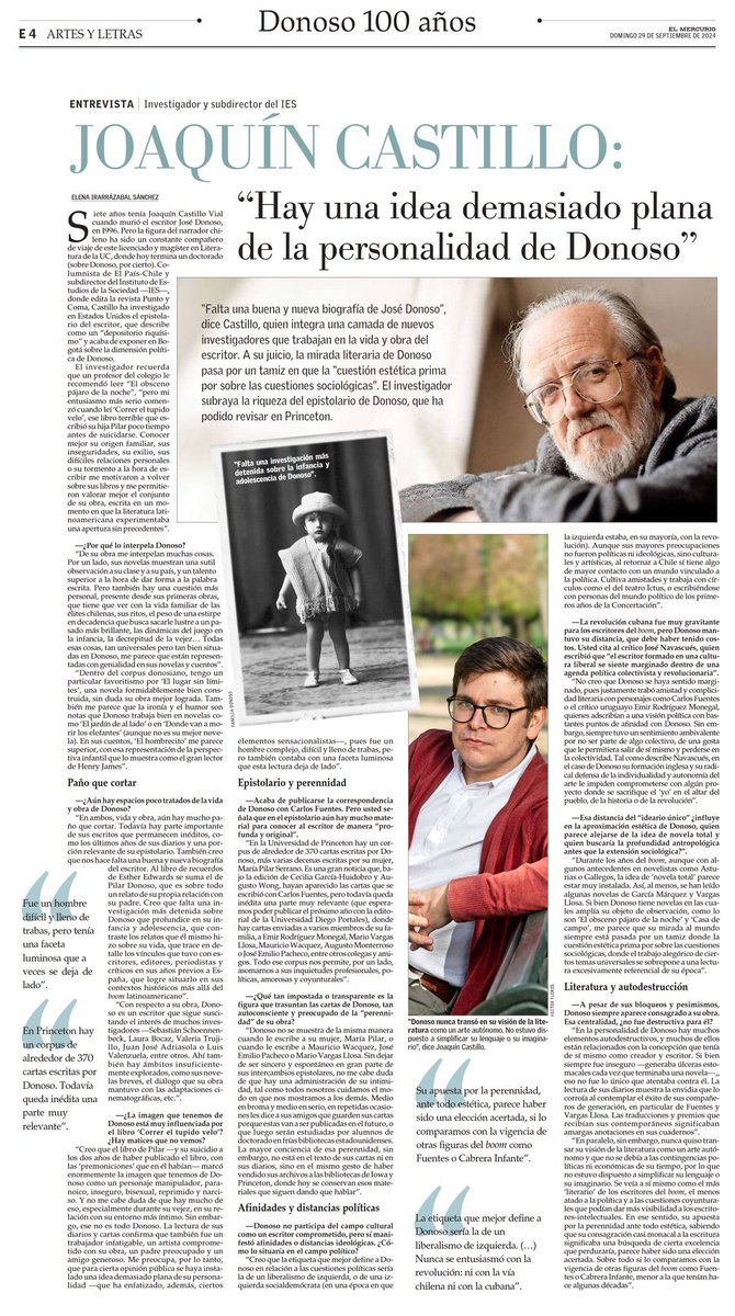 jcastillovial's tweet photo. Conversamos con @E_Irarrazabal , de @ElMercurio_cl , sobre José Donoso, con motivo del centenario de su nacimiento, que se cumple por estos días. 

👇🏼👇🏼👇🏼 https://t.co/iIm4PCyE7k