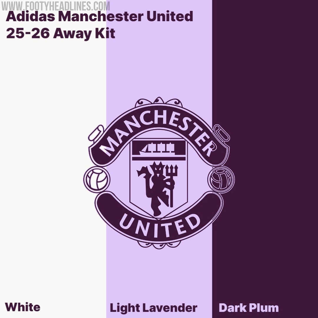 utdreport's tweet photo. #mufc's 2025/26 away kit will feature a never used before colorway consisting of white, light lavender and dark plum [@FootyHeadIines] https://t.co/5CbJkTlPUR