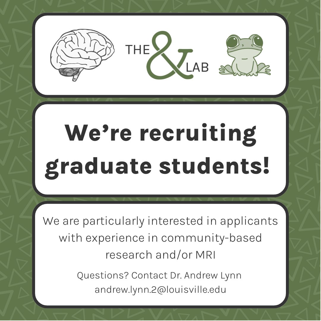 The_AND_Lab's tweet photo. The AND Lab is looking for graduate students! Please consider applying the University of Louisville to study attention and brain development! #flux2024 https://t.co/7nL0kxgizS