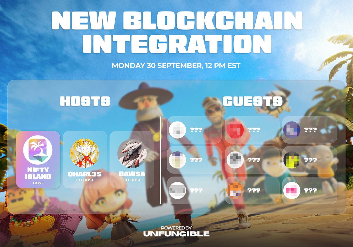 Join us tomorrow at 12 PM EST to discuss: New Blockchain Integration 🏝️

We’ve lined up some of the biggest web3 brands for this special space.

You definitely don’t want to miss this one 👀

Set your reminder below 👇