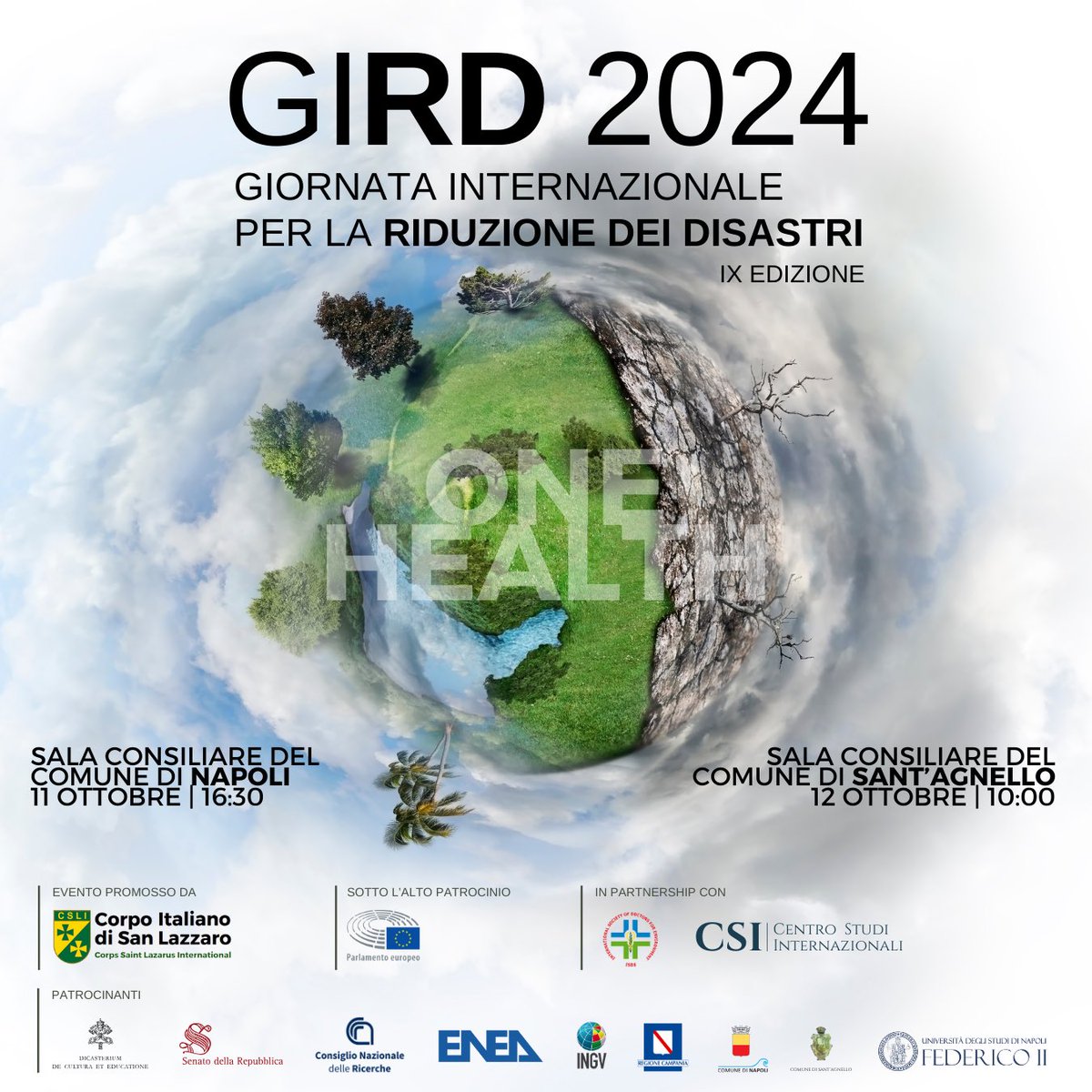 SanLazzaroITA's tweet photo. 🔔 È online il programma della GIRD 2024 - Giornata Internazionale per la Riduzione dei Disastri!

📅 11/10 ore 16:30 a Napoli

📅 12/10 ore 10:00 a Sant’Agnello

Per scoprire il programma e partecipare all’evento, clicca sul link sottostante ⬇️

https://t.co/m7KaYs2hyZ https://t.co/RXw6WHHWdW