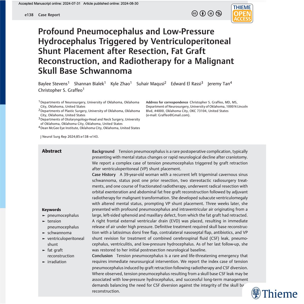 Journal of Neurological Surgery (JNLS) tweet media
