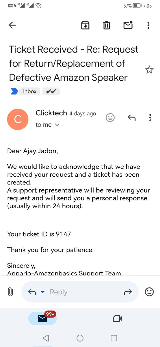 ComradeInd's tweet photo. @amazonIN @AmazonHelp I bought a Bluetooth speaker on 3-3- 24, with 1 year warranty now it's not working, for warranty they give me a email id Appario@blubirch.com I email them multiple time, After multiple email I got email that in 24 hrs they will resolve but it's 4 days no ans https://t.co/AiTC1ThPyz