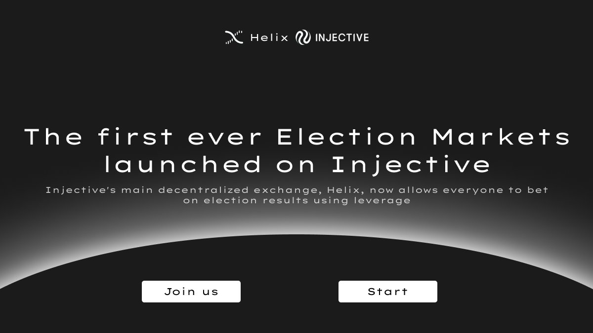 .🎆First election exchange on <a href="/injective/">Injective 🥷</a> !

On Helix, users can bet on the outcome of leveraged elections on the leading decentralized exchange, providing a unique opportunity to analyze and participate in current political events through DeFi

#crypto