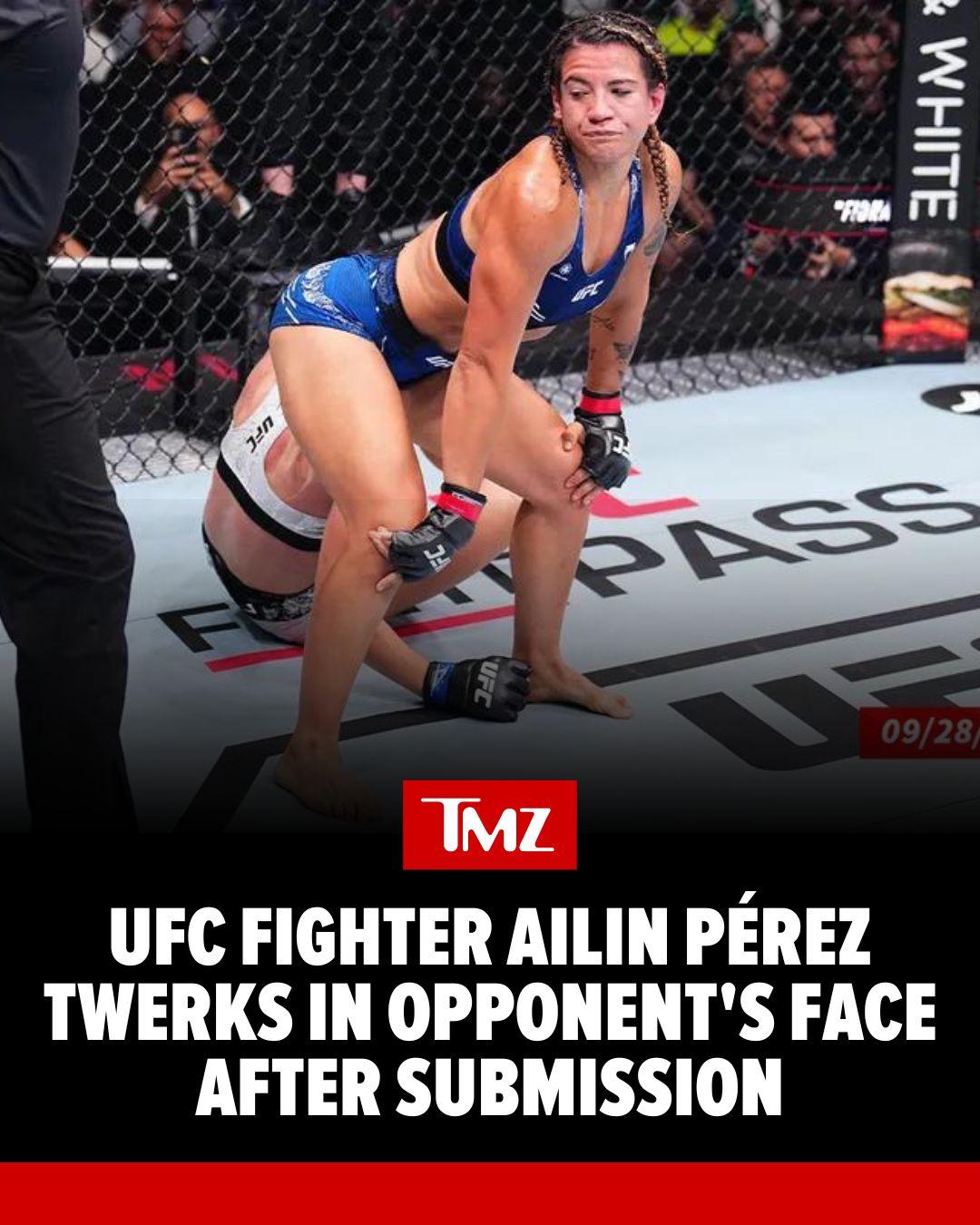 TMZ on X: Ailin Pérez may not have gotten her opponent in a rear naked  choke during her UFC fight Saturday ... but, she certainly got her own rear  working -- twerking