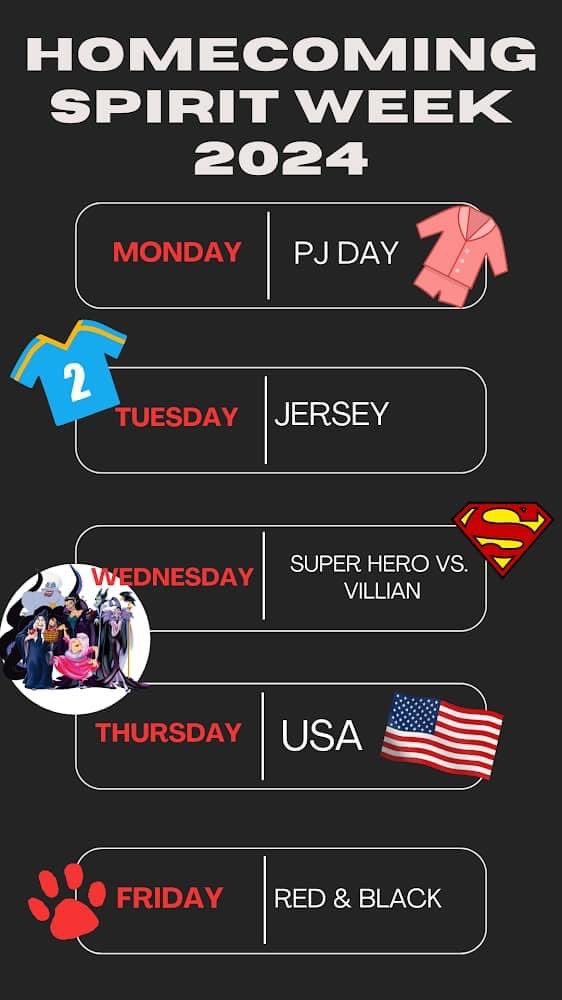 🎉 Homecoming Spirit Week 🎉