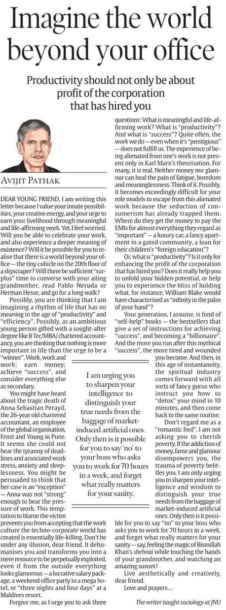 Rongeet18's tweet photo. Never had the privilege of being taught by Prof Avijit Pathak, but his profound writing continues to offer a calm moment of introspection amidst all the cacophony. https://t.co/MPOBbbBpaC