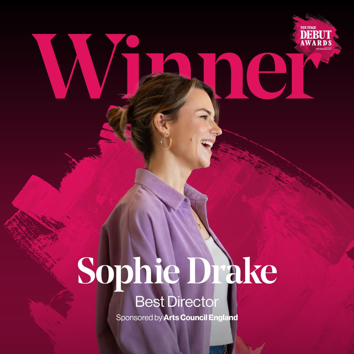 TheStage's tweet photo. We are delighted to share the winner of Best Director at The Stage #DebutAwards is @SophieDrake_ for The Bleeding Tree @swkplay π€©
Category sponsor: @ace_national
Headline sponsor: @ATGTICKETS https://t.co/oI0kzFugAb