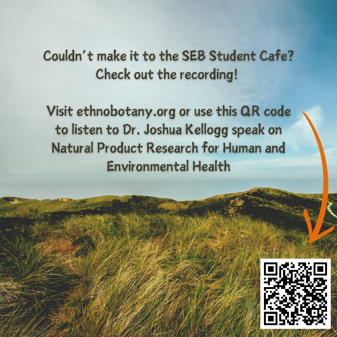 Couldn't make it to the SEB student cafe last week? Check out the recording of Dr. Joshua Kellogg's talk! 
#sebotany #sebstudents #naturalproductresearch #environmentalhealth