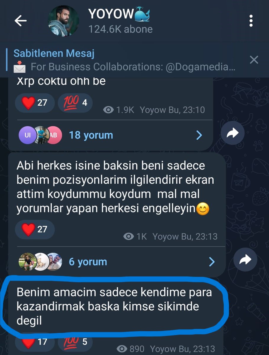 <a href="/RealYoyowbu/">Yoyow🐳</a>  telegramında dürüstçe ''Benim amacım sadece kendime para kazandırmak başka kimse sikimde değil '' yazmış. E haklı adam daha ne desin. Takipçilerinin  üzerinize mal boşaltarak para kazanıyor, Takipçileri çokta fifi. . . 🤣🤣