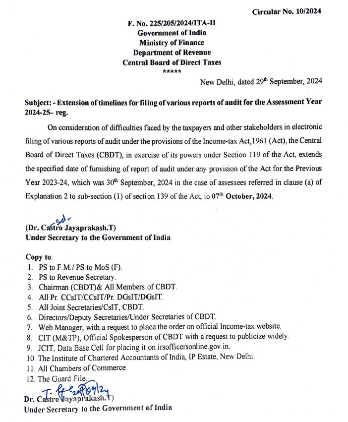 CaAdityaNMishra's tweet image. The tax audit deadline is extended by 7 days, from 30th September to 7th October 
#TaxAudit #IncomeTax 
#Form3CD #CA #TAR
