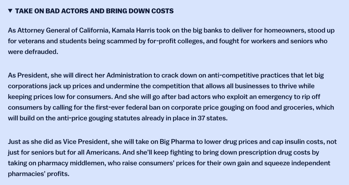 Deemoney521's tweet image. Kamala Harris has Policies to hold corporations responsible for #PriceGouging Hard working Americans!! You can find more information on Kamala's plans to help ALL Americans!! Vote #HarrisWalz2024 Our current Inflation rate is 2.5%!! kamalaharris.com/issues/