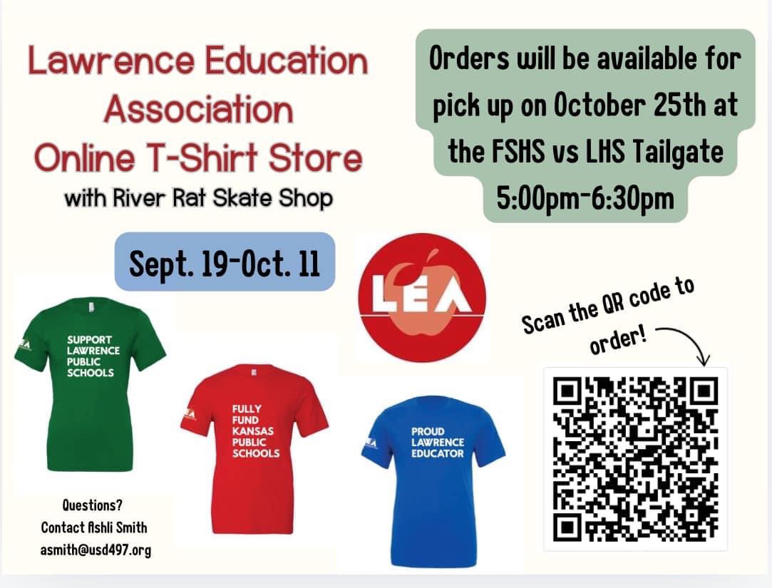 The LEA Scholarship Fund is offering $500 scholarships to staff and student applicants to assist with their educational expenses. You can place your order here: riverratks.printavo.com/merch/lea_f24
📅 Order Deadline: October 11
🏈 Pickup Location: FSHS/LHS Football Tailgate on October 25