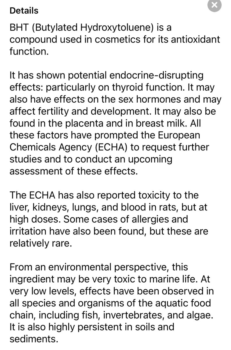 ⁦<a href="/muc_off/">Muc-Off</a>⁩ this is what is known as about #BHT. Why do you put it in your chamois cream? (I’ve now thrown it in the bin) This is seriously concerning. Especially as it’s rubbed around genitals and between legs to avoid chafing.
